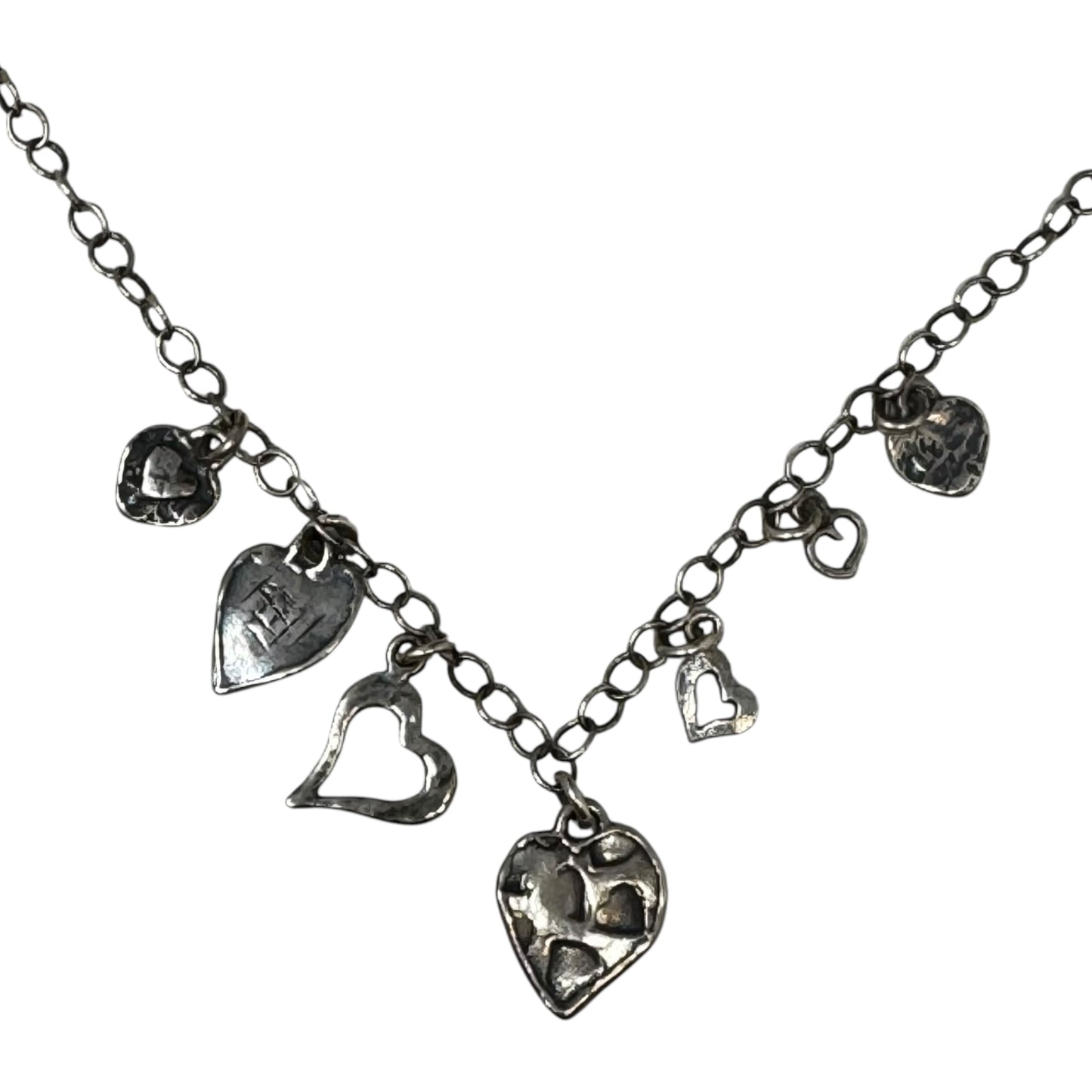 Sterling Silver Oxidized Hammered Heart Charm Necklace By Silpada