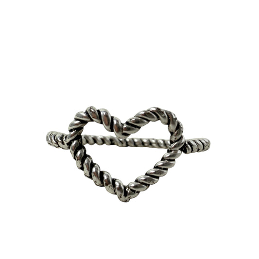 Sterling Silver Twisted Wire Heart Ring By Unbranded, Size: 6