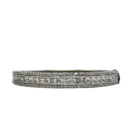 Crystal & Sterling Silver Hinged Bangle Bracelet By Clothes Mentor