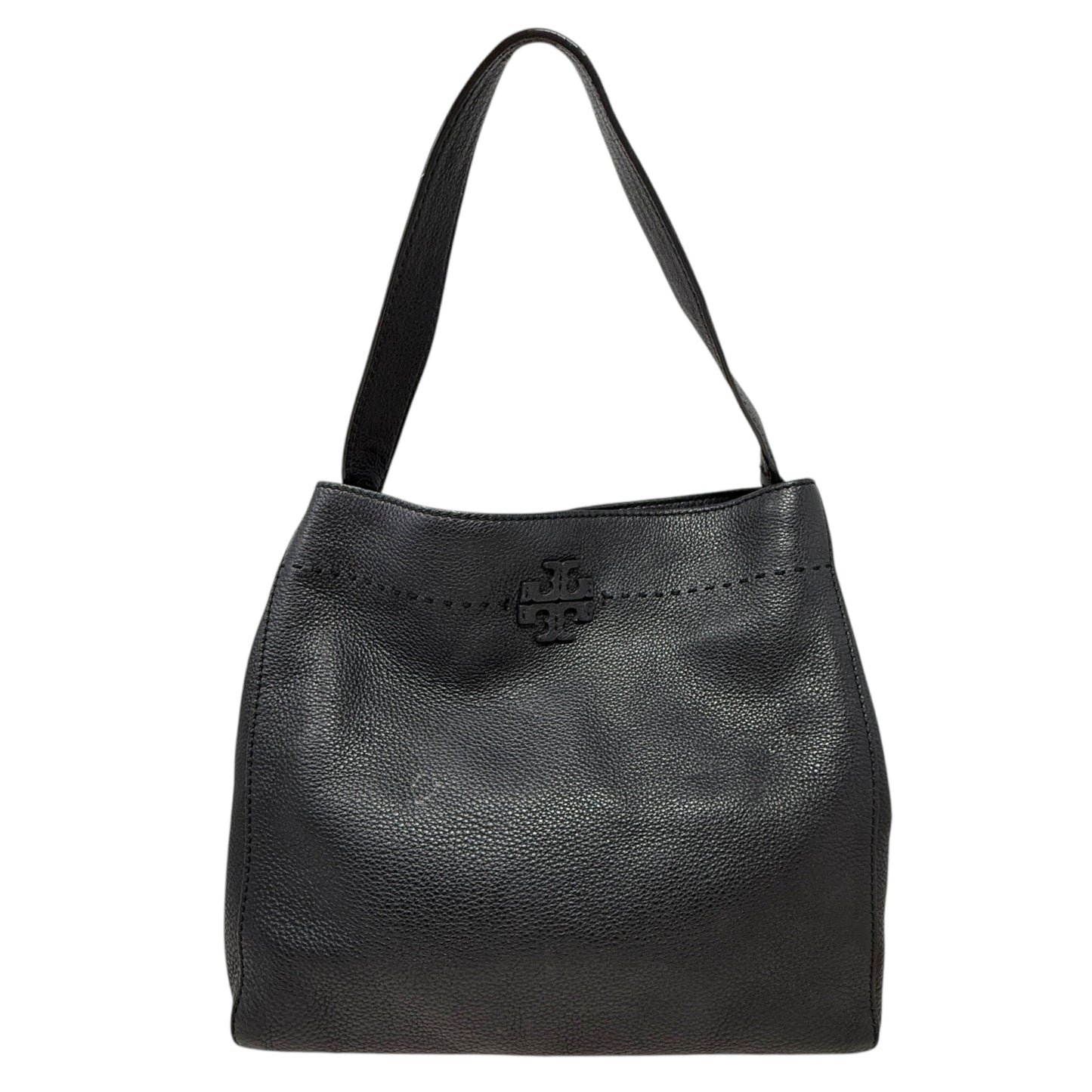 Mcgraw Hobo Bag Designer By Tory Burch In Black Pebbled Leather, Size: Medium