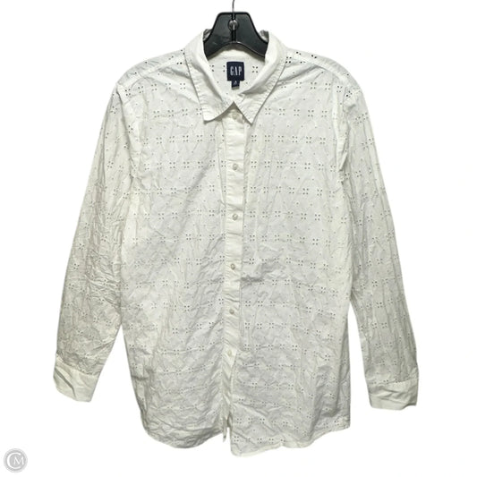 Top Long Sleeve By Gap In White, Size: M