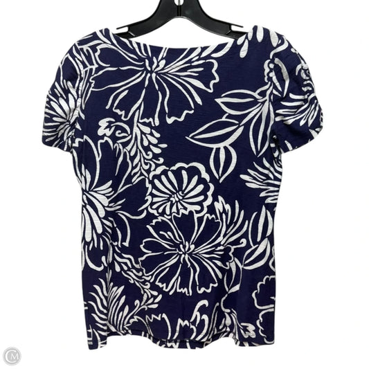 Lana Ruched Sleeve Tee Designer By Lilly Pulitzer In Blue & White, Size: S