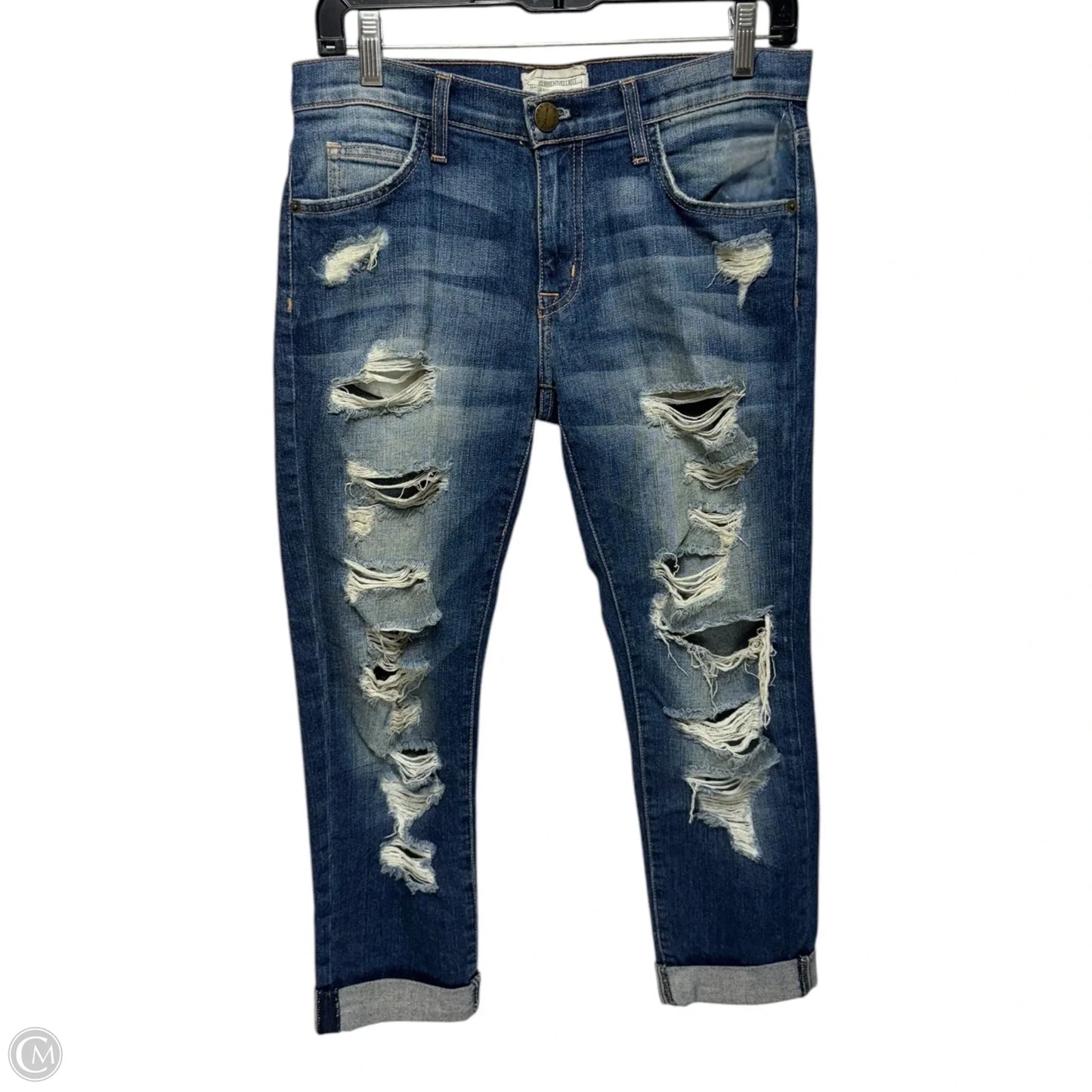 Jeans Boyfriend By Current Elliott In Blue Denim, Size: 0