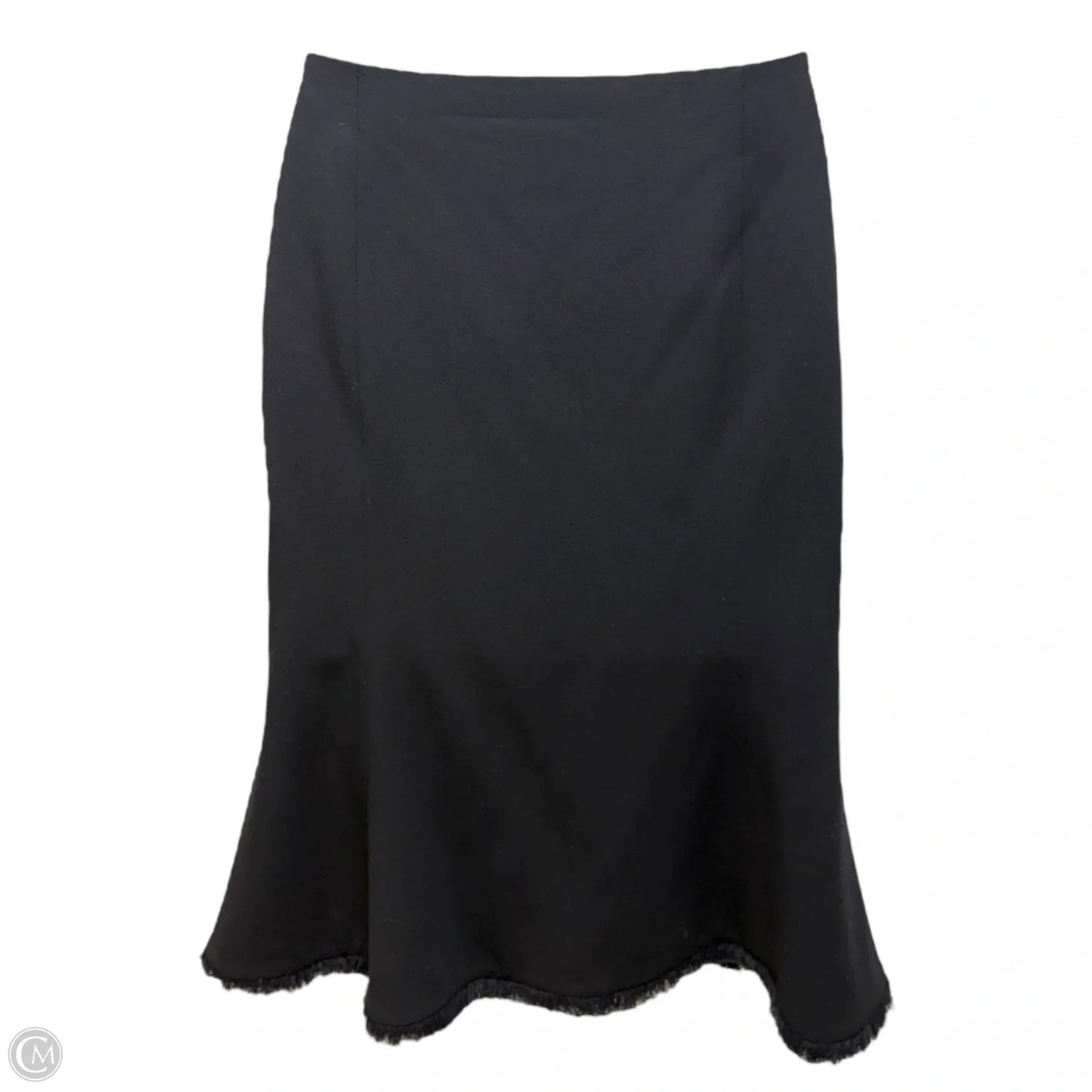 Fringe Trim Mermaid Midi Skirt Designer By Escada In Black, Size: US M/ EU 38