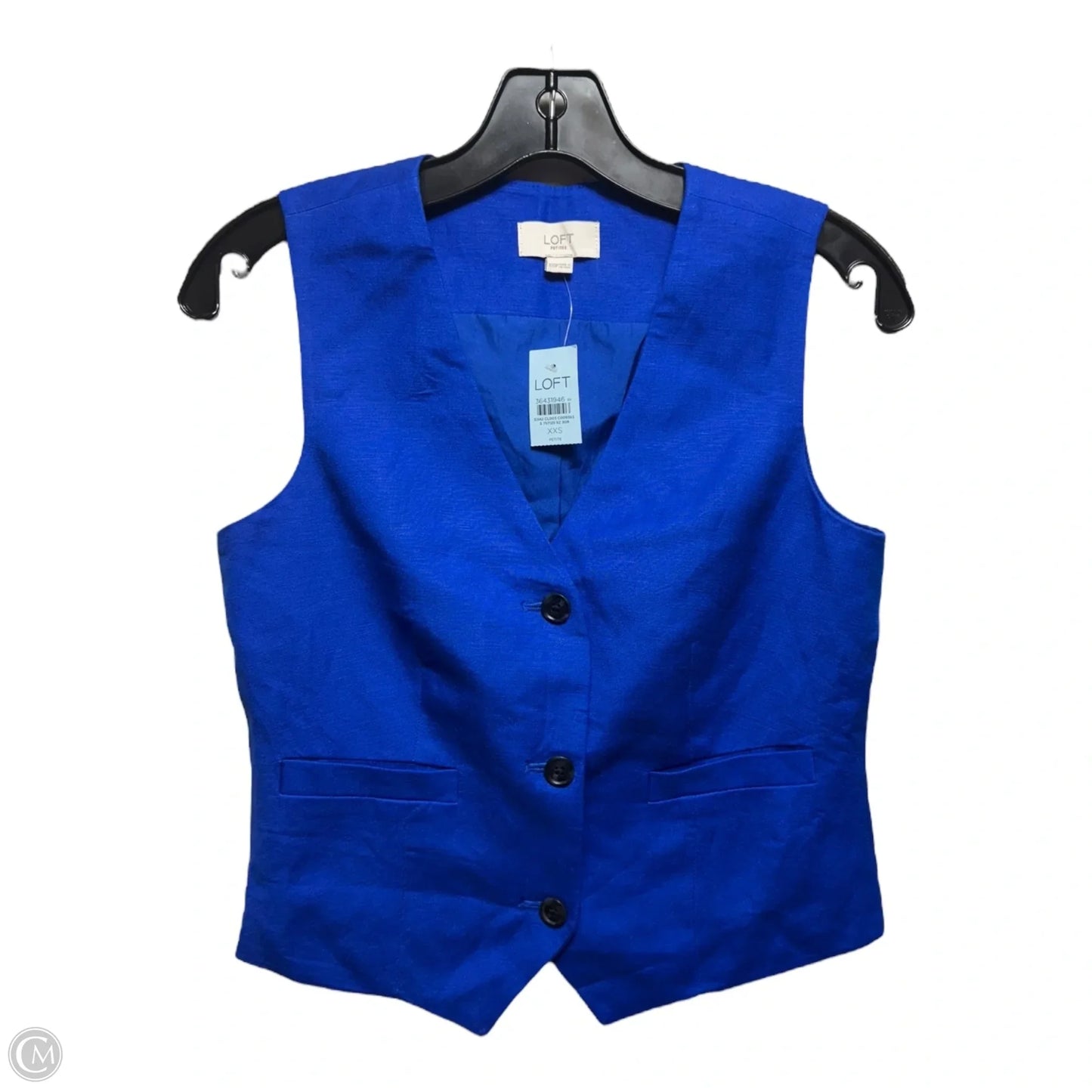 Linen Blend Pocket Vest By Loft In Blue, Size: XXSP