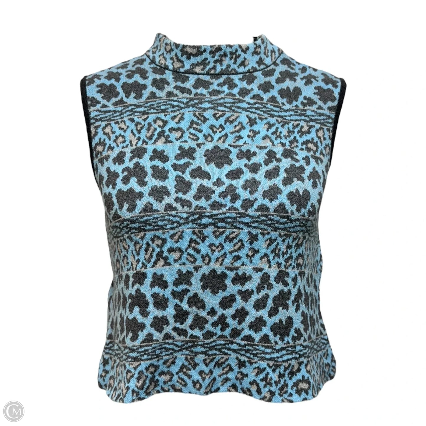 Leopard Knit Mock Neck Top Sleeveless Designer By St. John In Multi-colored, Size: L