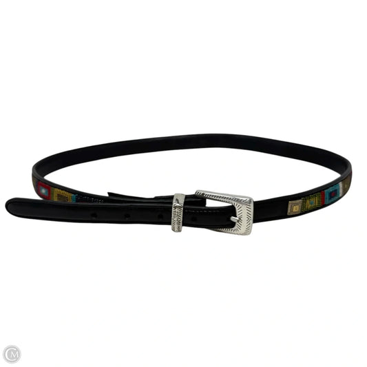 Vintage 1993 Beaded Black Leather Belt By Brighton Size: Large/34