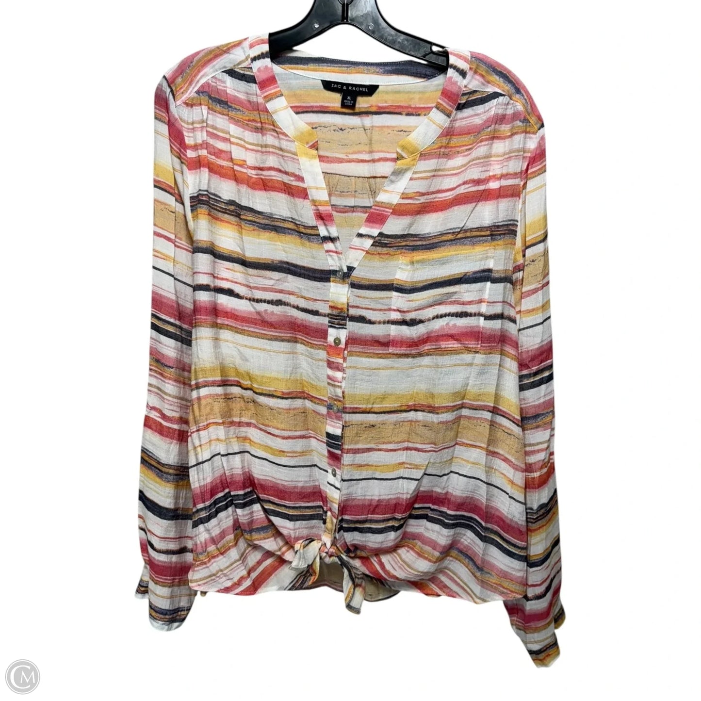 Top Long Sleeve By Zac And Rachel In Striped Pattern, Size: Xl
