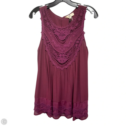 Top Sleeveless By Entro In Maroon, Size: S