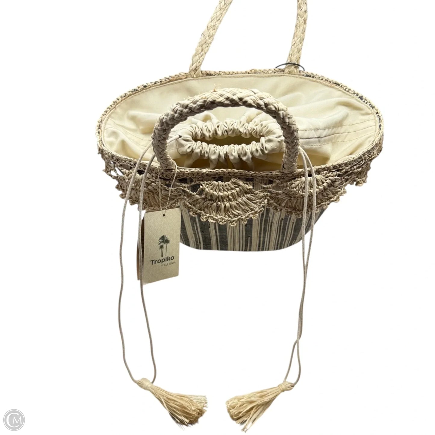 Raffia Bucket Tote By Tropika By Kultura, Size: Small