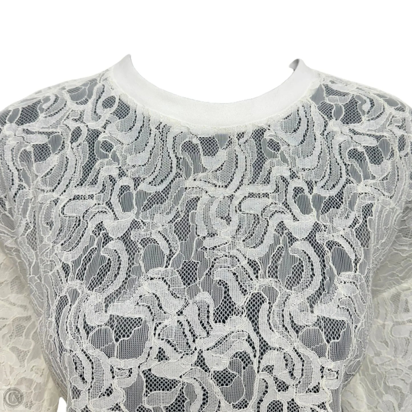 Lace Top Short Sleeve By Jonathan Simkhai In Cream, Size: S
