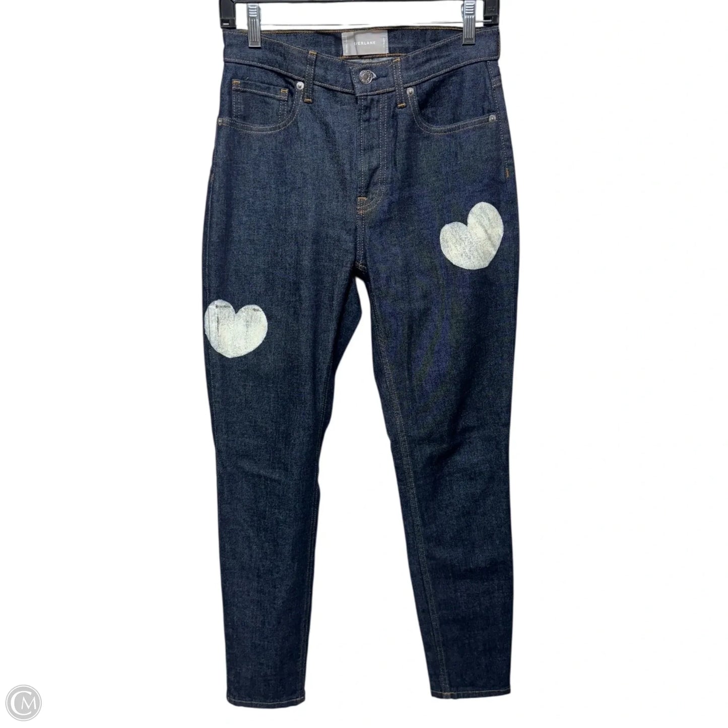 Hand-Printed Heart Stretch High Rise Skinny Jeans
 By Everlane X PlayHouseRoll  In Blue Denim, Size: 4/27