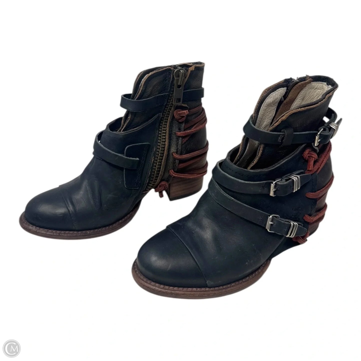 Crue Strappy Boots Ankle Heels By Freebird In Multi-colored, Size: 6