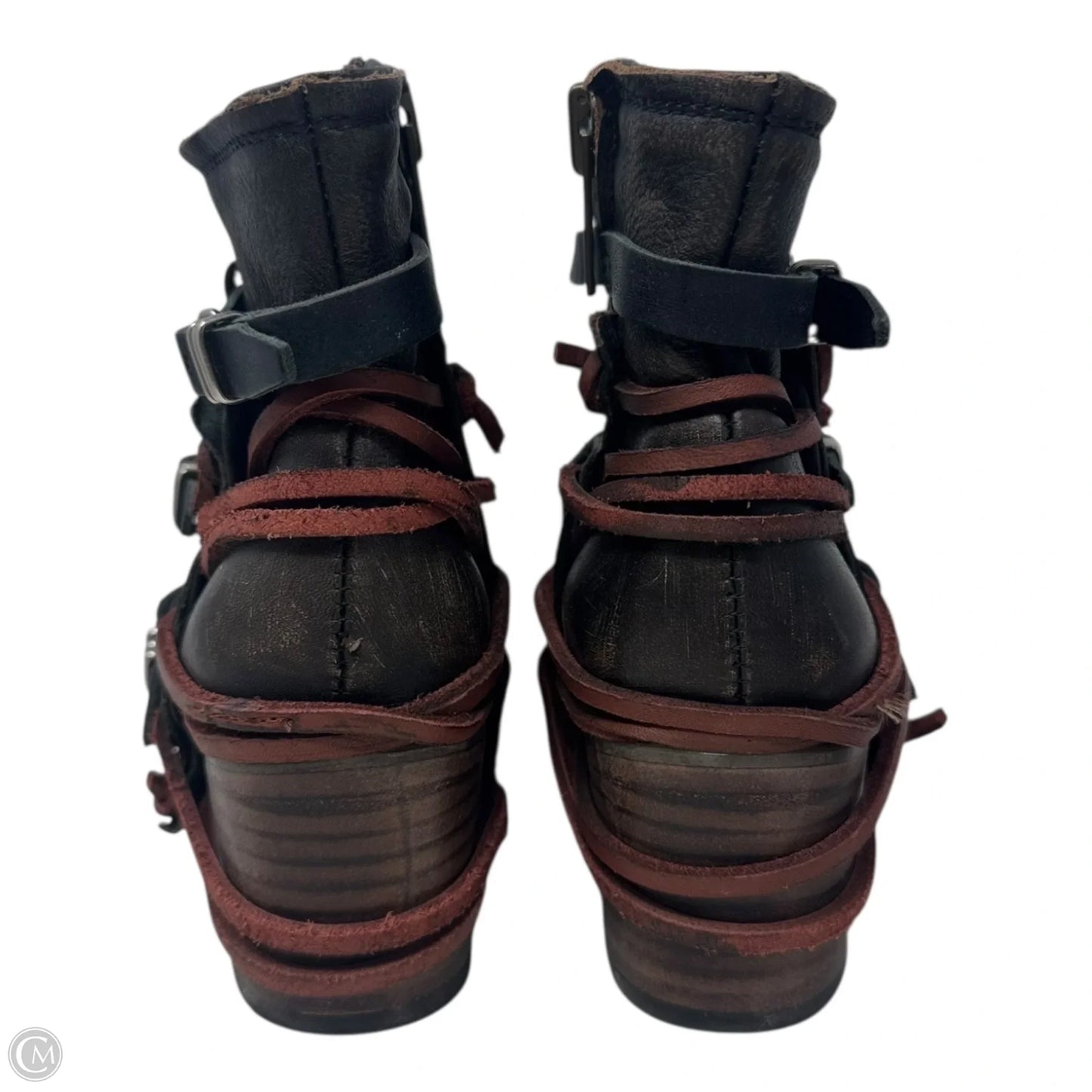 Crue Strappy Boots Ankle Heels By Freebird In Multi-colored, Size: 6