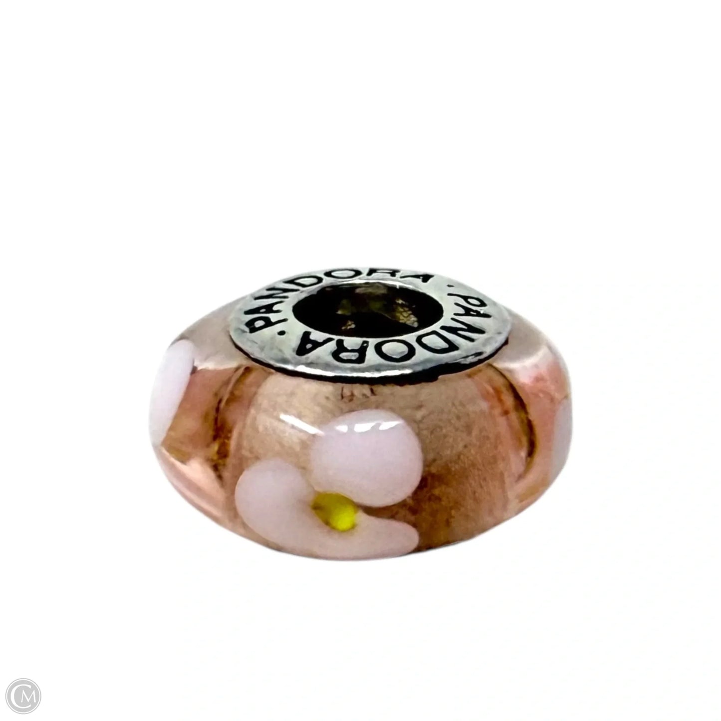 Sterling Silver & Murano Glass Pink Flower Daisy Bracelet Charm By Pandora