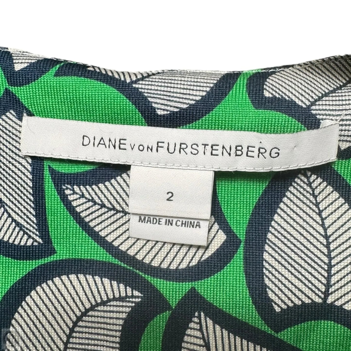 Silk Tunic Designer By Diane Von Furstenberg In Blue & Green, Size: 2