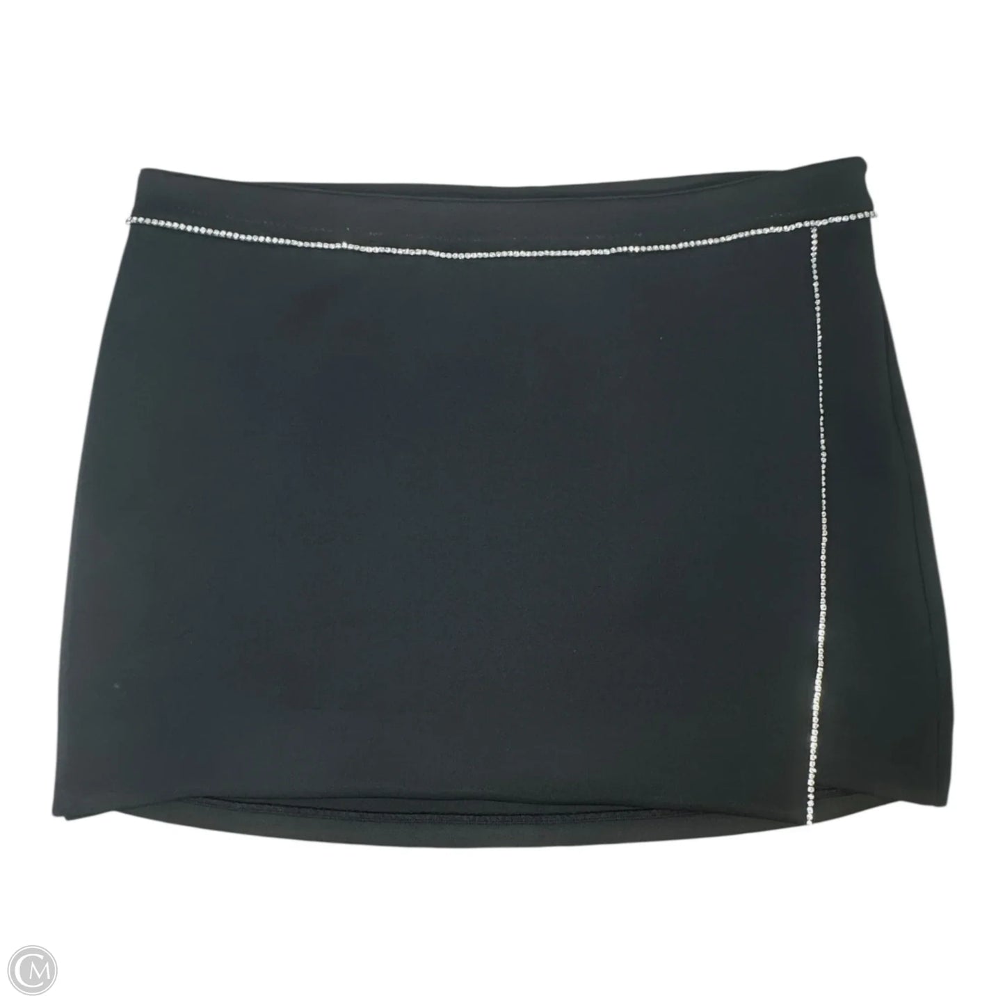 Diamanté Trim Skirt Mini & Short By Good American In Black & Silver, Size: 18
