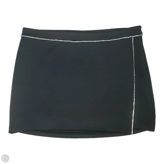 Diamanté Trim Skirt Mini & Short By Good American In Black & Silver, Size: 18