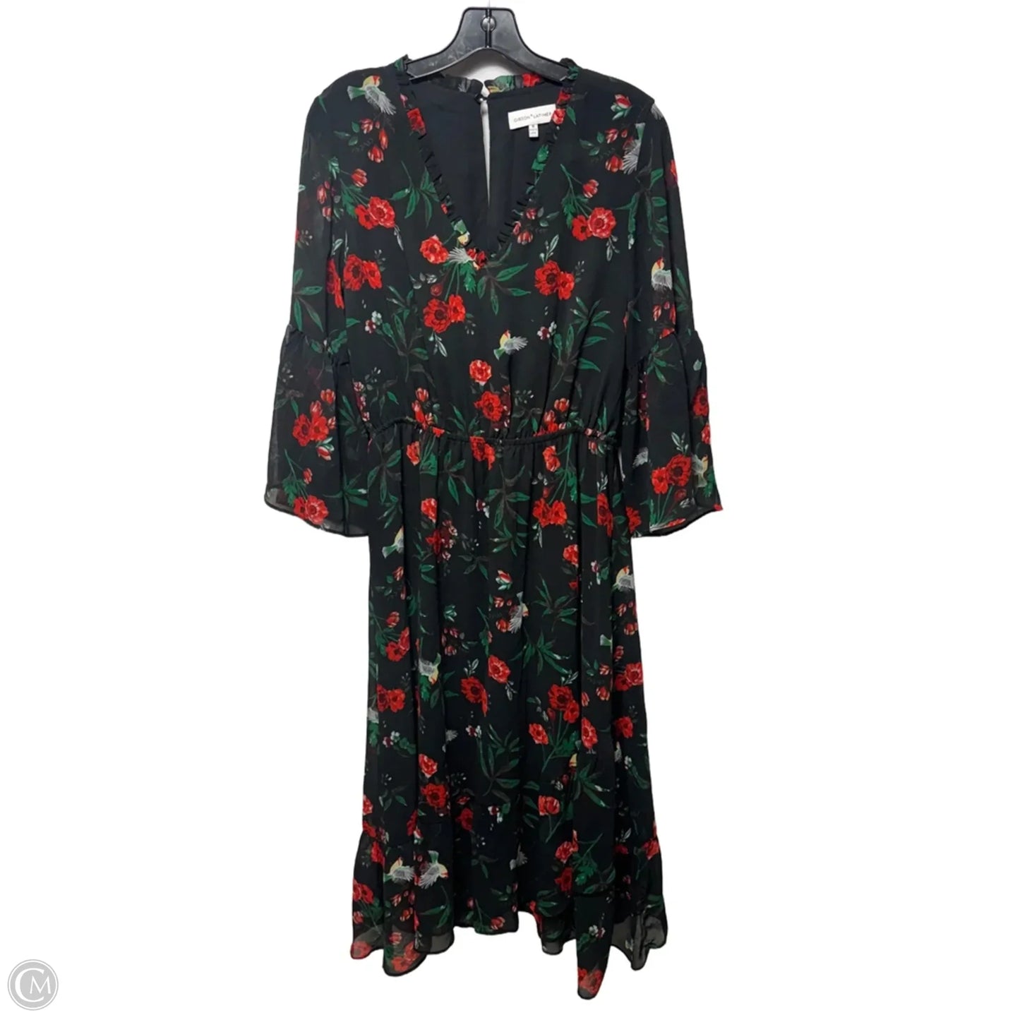 Bird Print Ruffle Midi Dress By Gibson And Latimer In Floral Print, Size: M