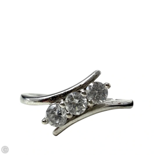 Triple CZ Sterling Silver Bypass Ring By Clothes Mentor, Size: 9