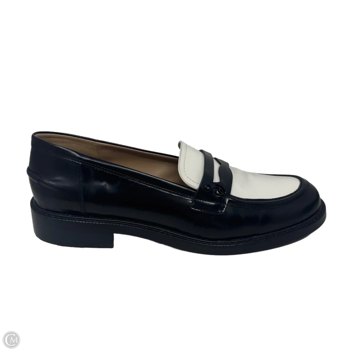Penny Loafer Shoes Flats By Sam Edelman In Black & White, Size: 9.5