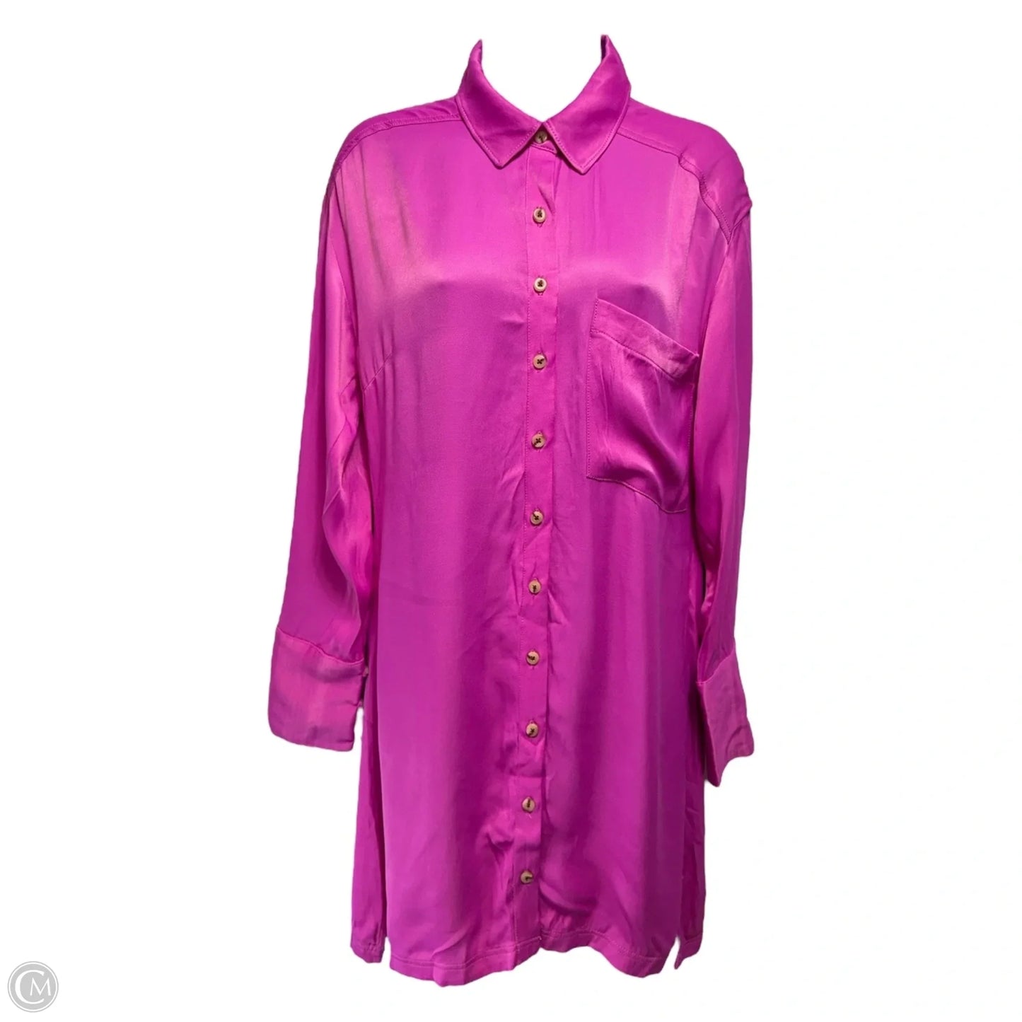 Silky Shirt Dress By Pilcro In Pink, Size: 4