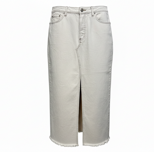 Front Slit Denim Skirt Maxi By We The Free In Cream, Size: 6