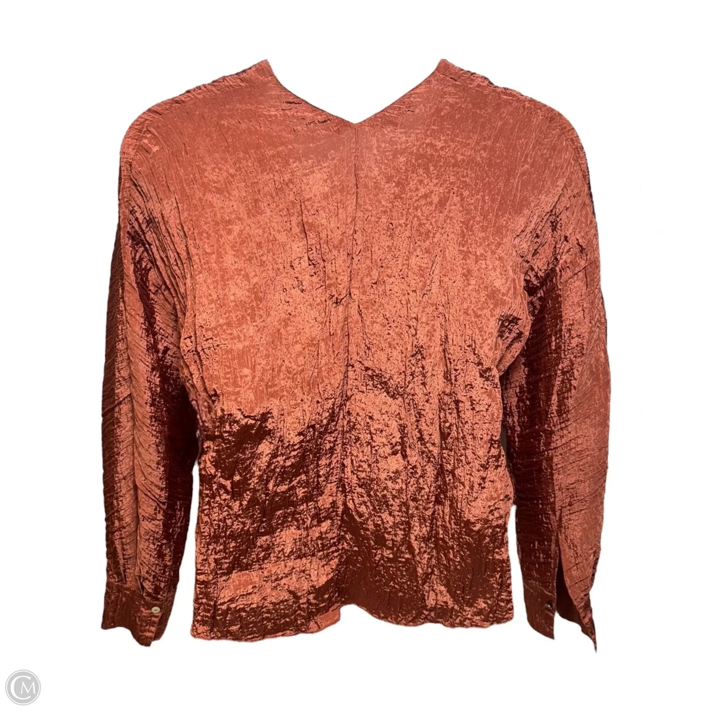 Crinkle Textured V-Neck Popover Blouse By Vince In Light Sangre, Size: M