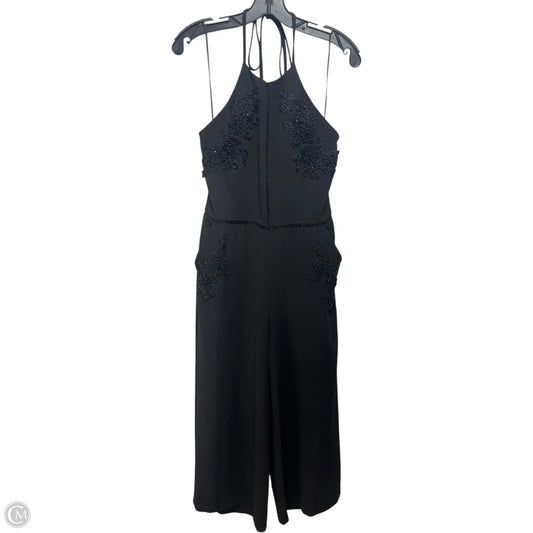 Beaded Halter Wide Leg Cropped Jumpsuit By Gianni Bini In Black, Size: M