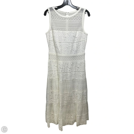 Lace Illusion Midi Dress By Lauren By Ralph Lauren In White, Size: 10