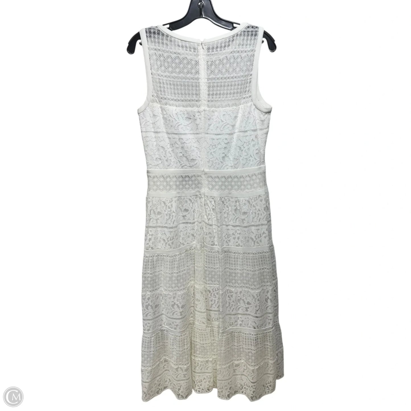 Lace Illusion Midi Dress By Lauren By Ralph Lauren In White, Size: 10