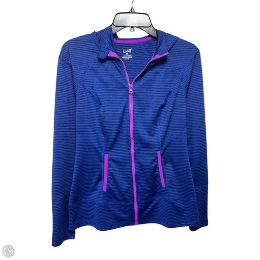 Hooded Full Zip Athletic Jacket By Lukka In Blue, Size: M