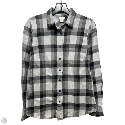 Top Long Sleeve By J. Crew In Plaid Pattern, Size: Xs