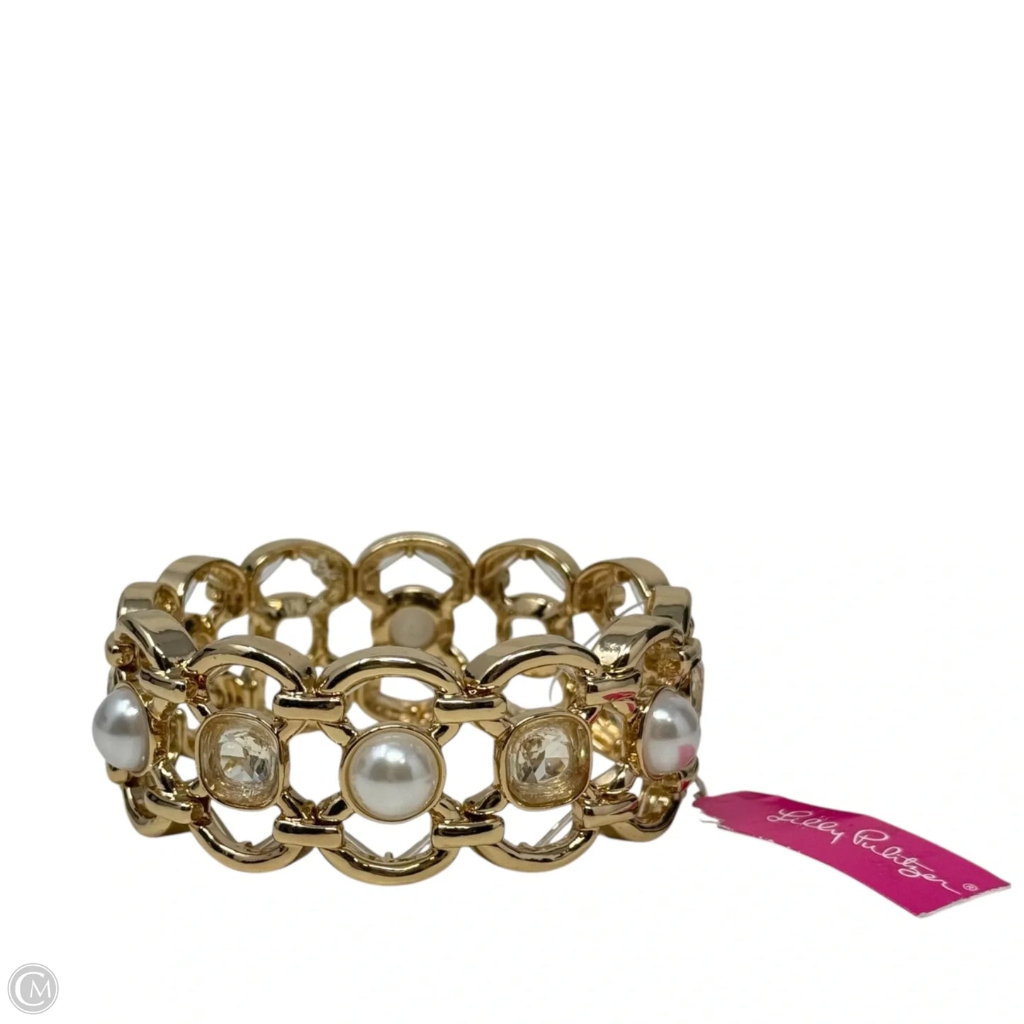 Pink Palms Gold Tone Cuff Bracelet Designer By Lilly Pulitzer