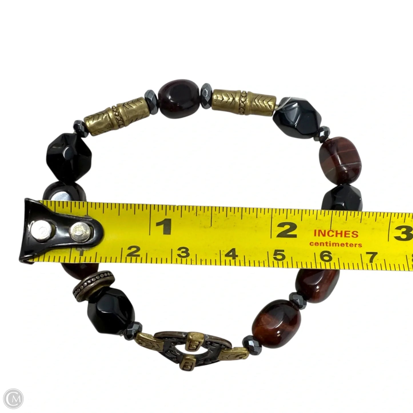 Fired Up Natural Agate, Hematite, Tiger's Eye Stretch Bracelet in Sterling Silver & Brass By Silpada