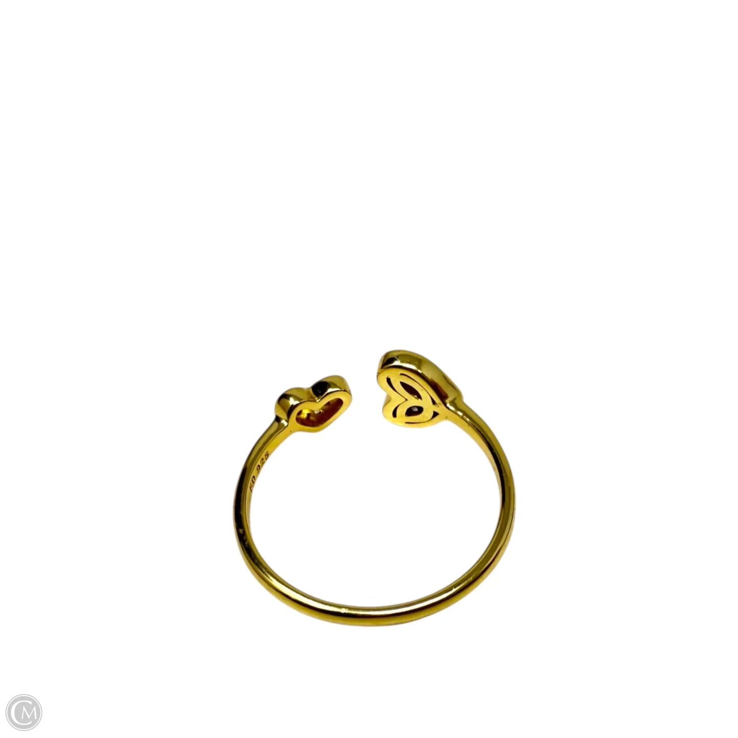 Adjustable Gold Over Sterling Silver Pave Hearts Ring By FD, Size: 8
