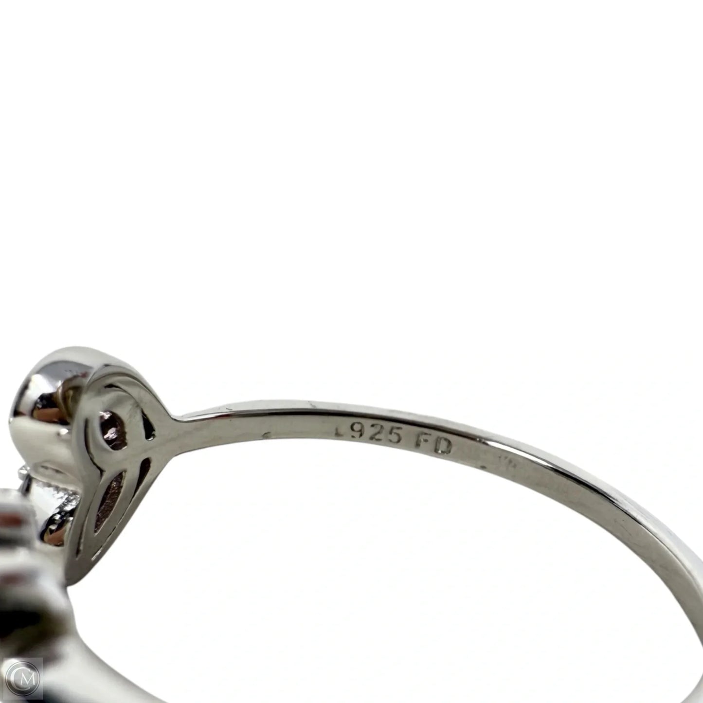 Adjustable Sterling Silver Pave Crystal Hearts Ring By FD, Size: 9