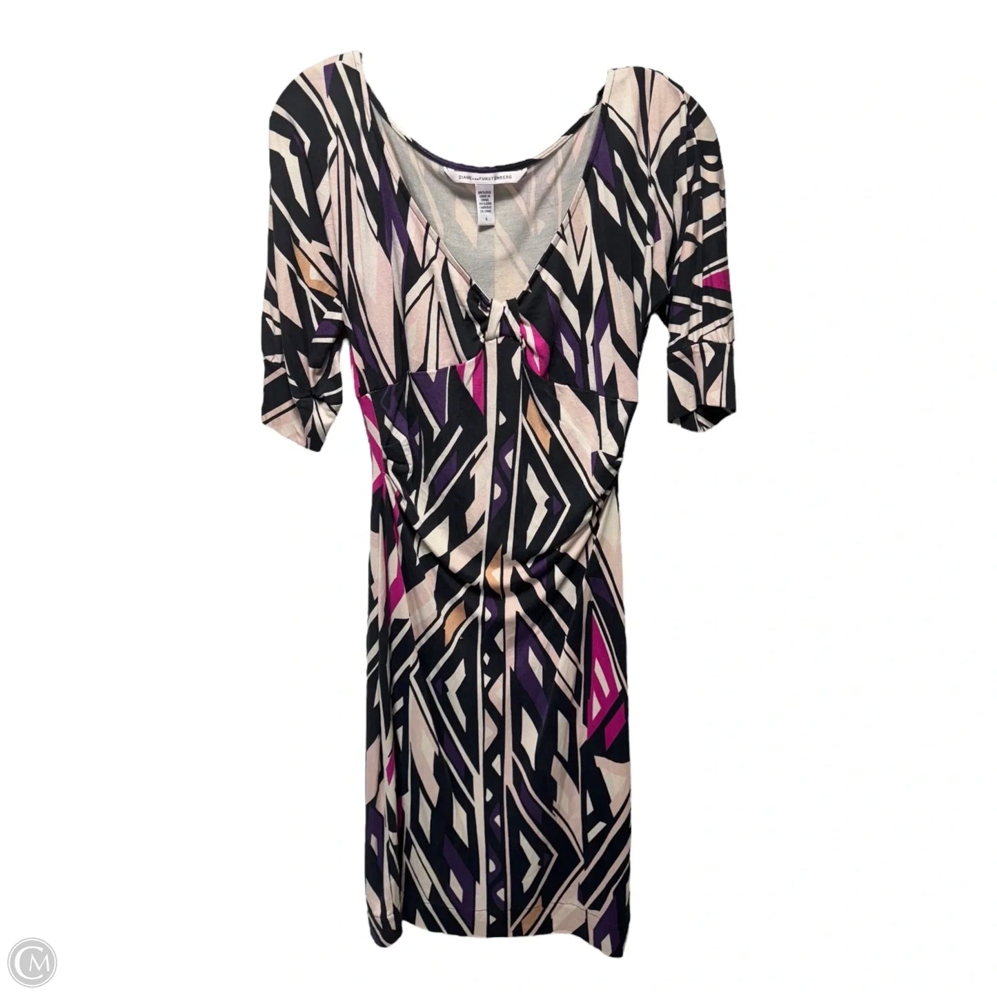 Silk Midi Dress Designer By Diane Von Furstenberg In Multi-colored, Size: 4