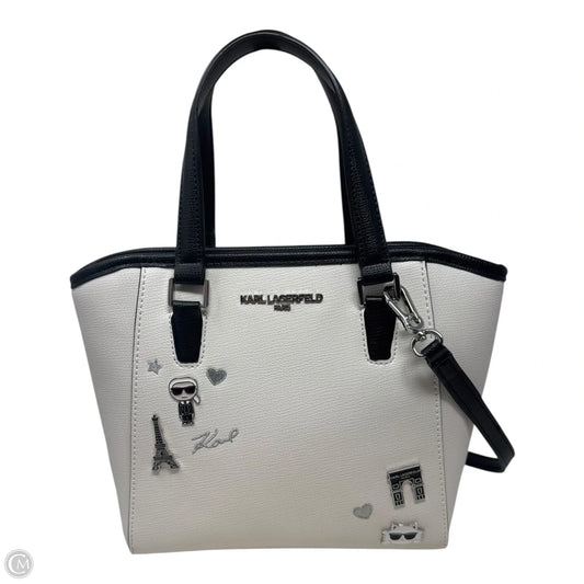 Paris Charm Satchel Handbag Designer By Karl Lagerfeld, Size: Medium