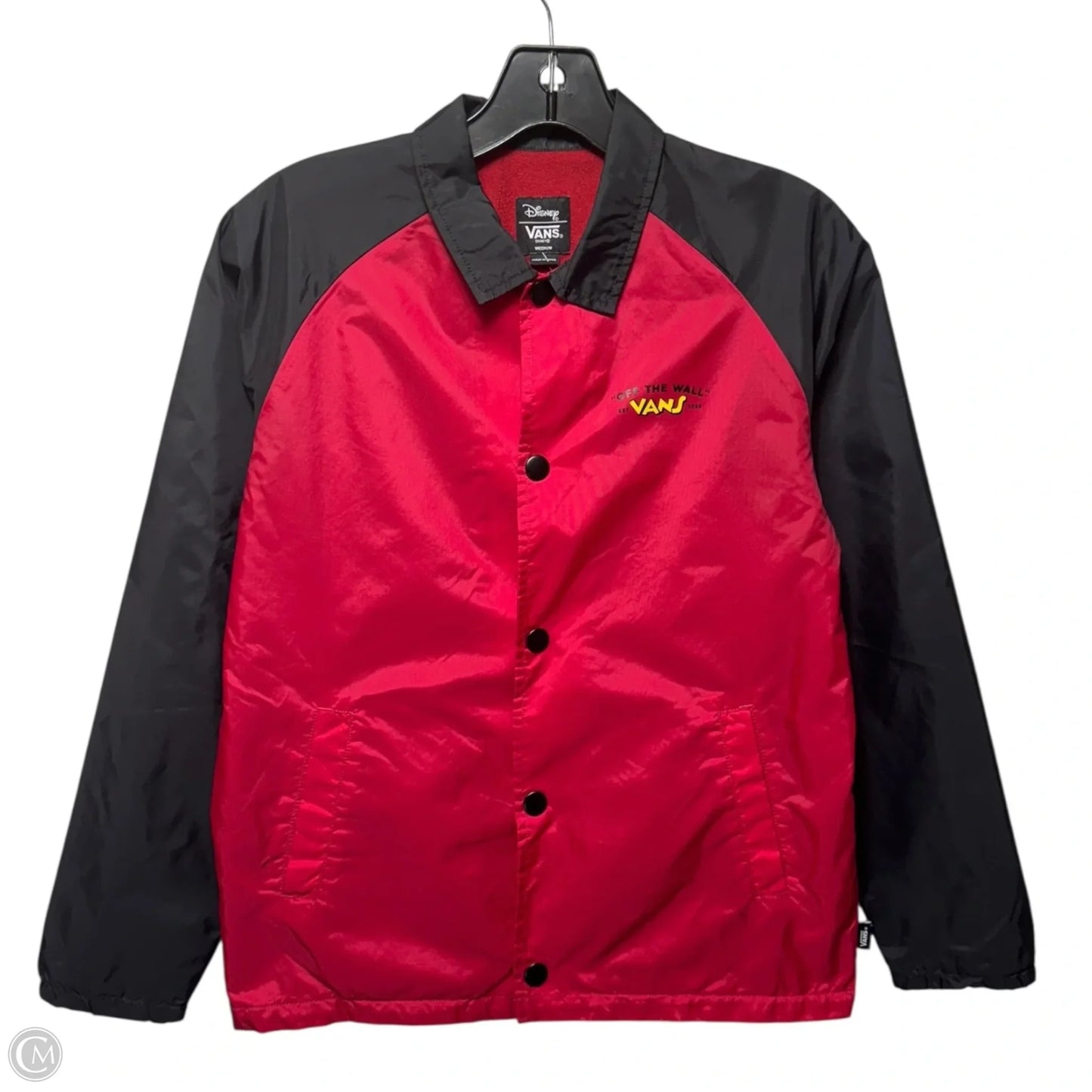Jacket Windbreaker By Vans X Disney In Black & Red, Size: M