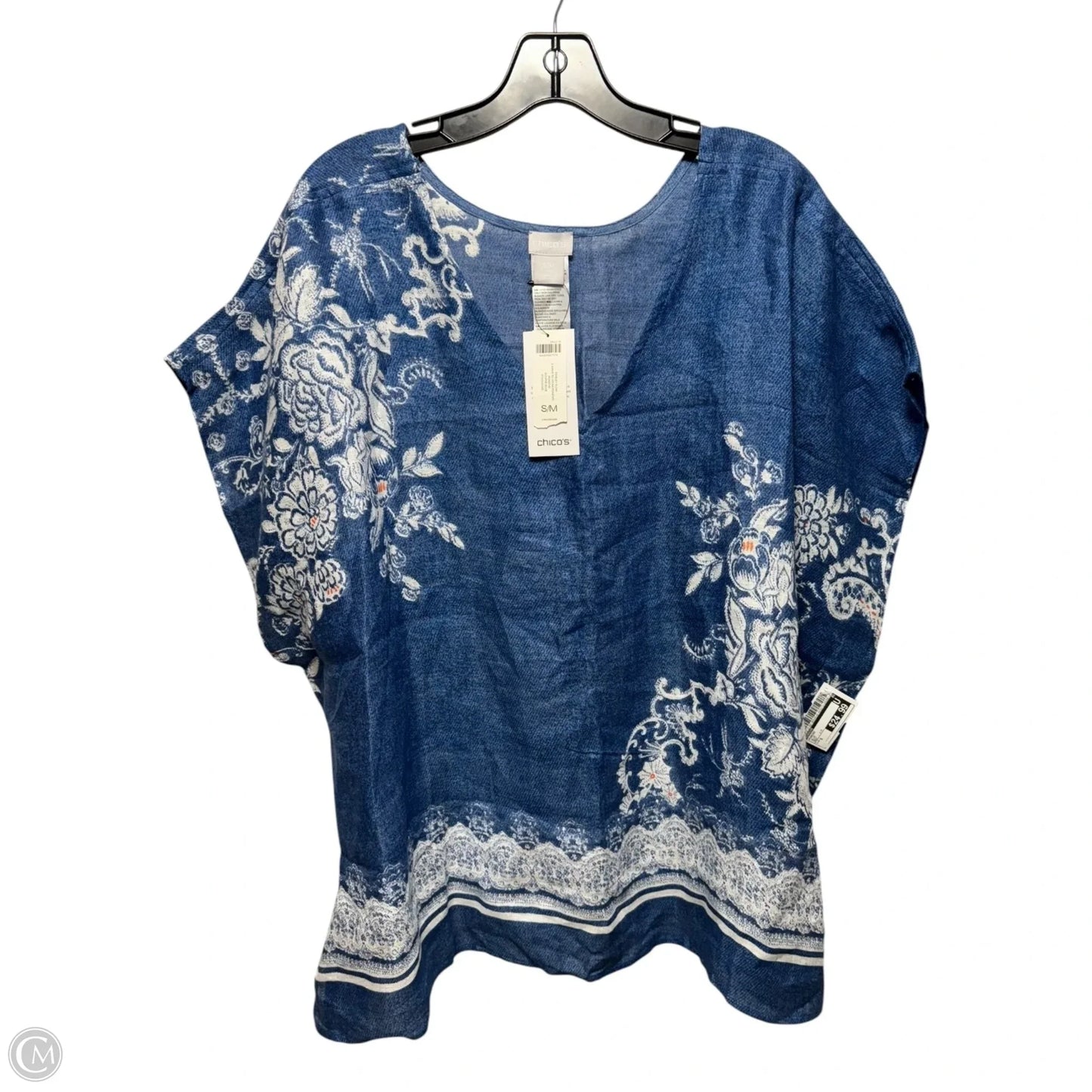 Linen Poncho By Chicos In Blue, Size: S