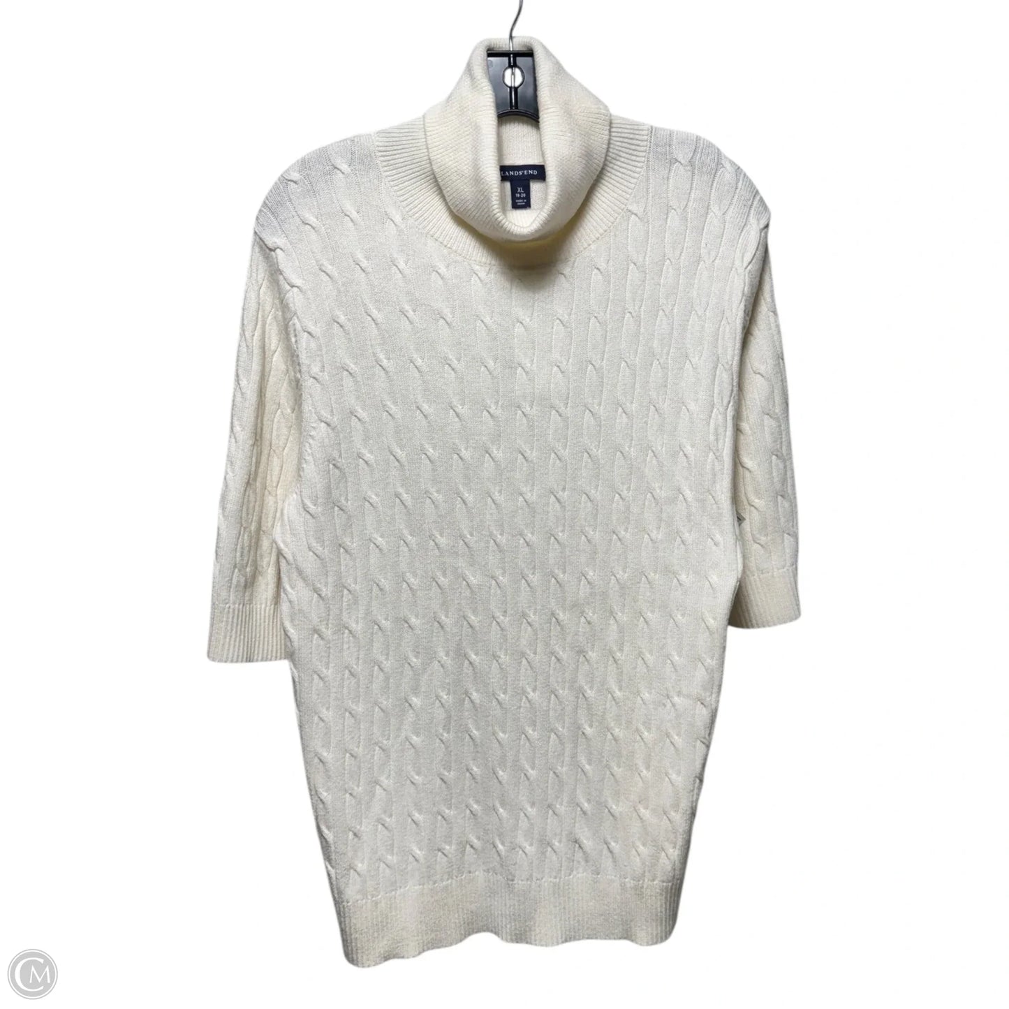 Sweater Short Sleeve By Lands End In Cream, Size: Xl