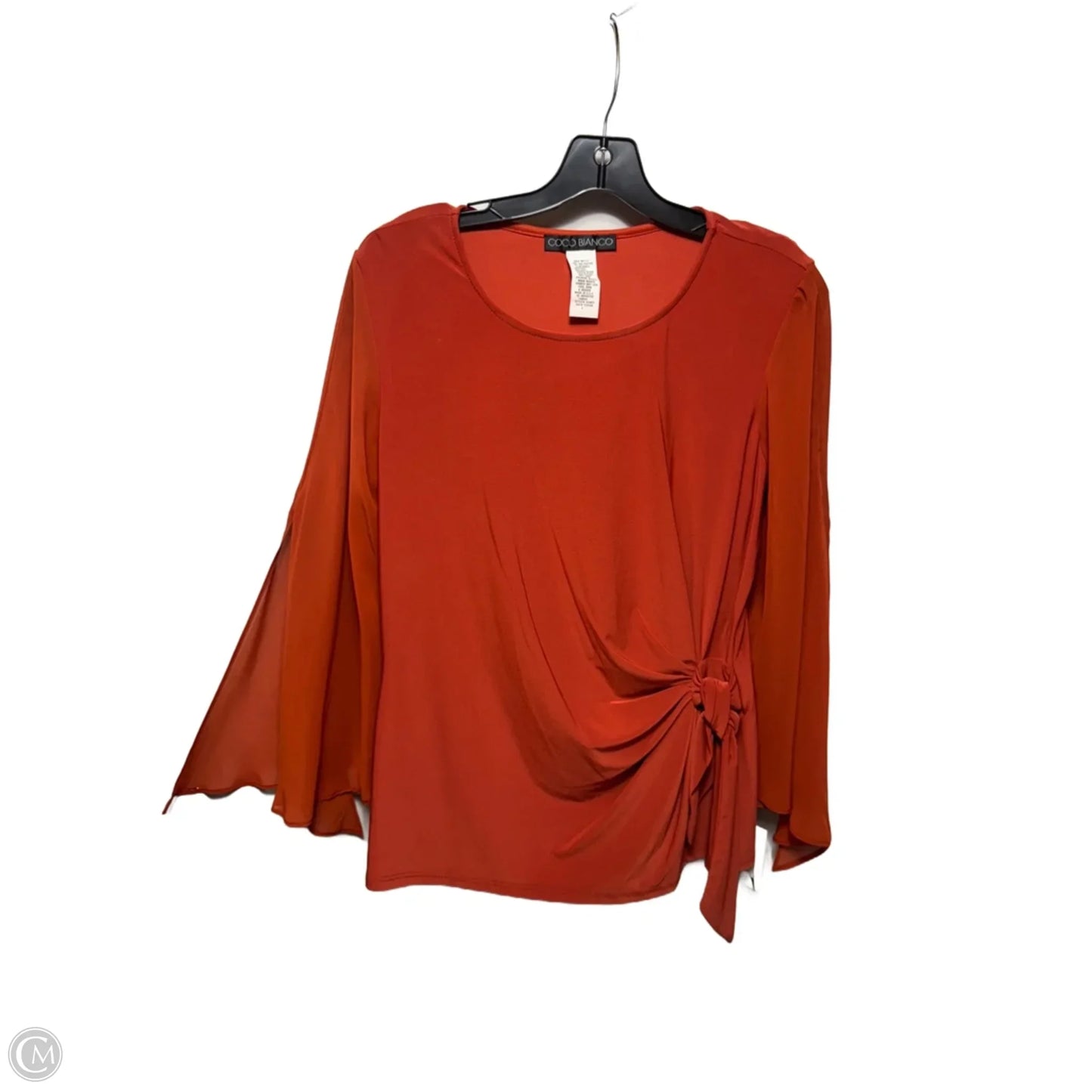 Split Chiffon Sleeve Top Long Sleeve By Coco Bianco In Copper, Size: L
