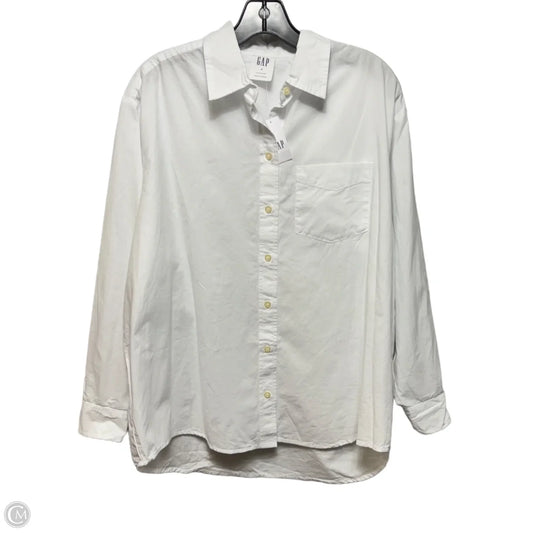 Top Long Sleeve By Gap In White, Size: M