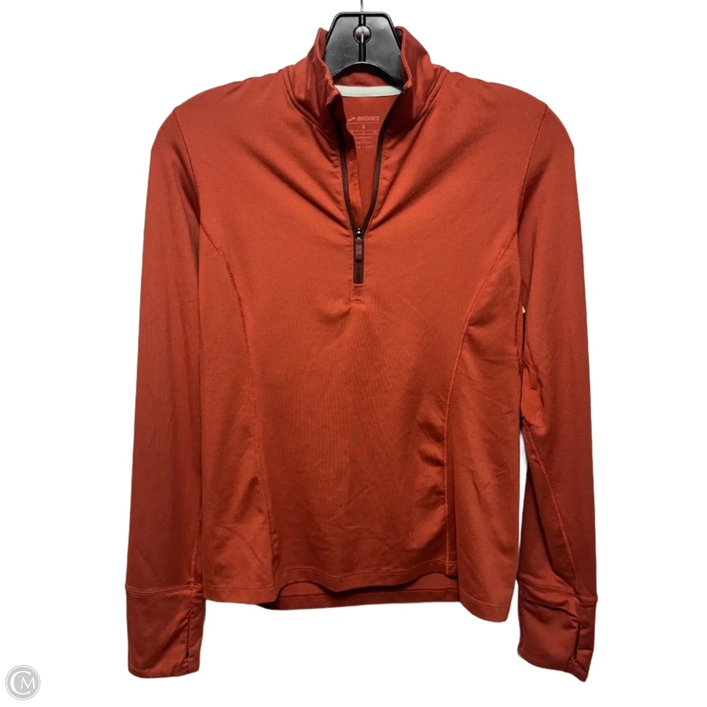 Athletic Top Long Sleeve Collar By Brooks In Orange, Size: S