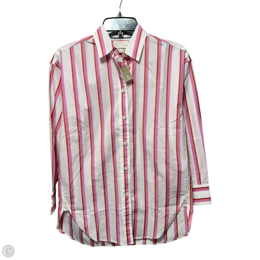 Relaxed Collared Top Long Sleeve By J. Crew In Striped Pattern, Size: 00