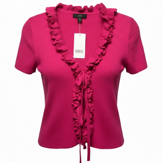 Silk Cashmere Blend Ruffle Tie Front Sweater Top By J. Crew In Pink, Size: XS