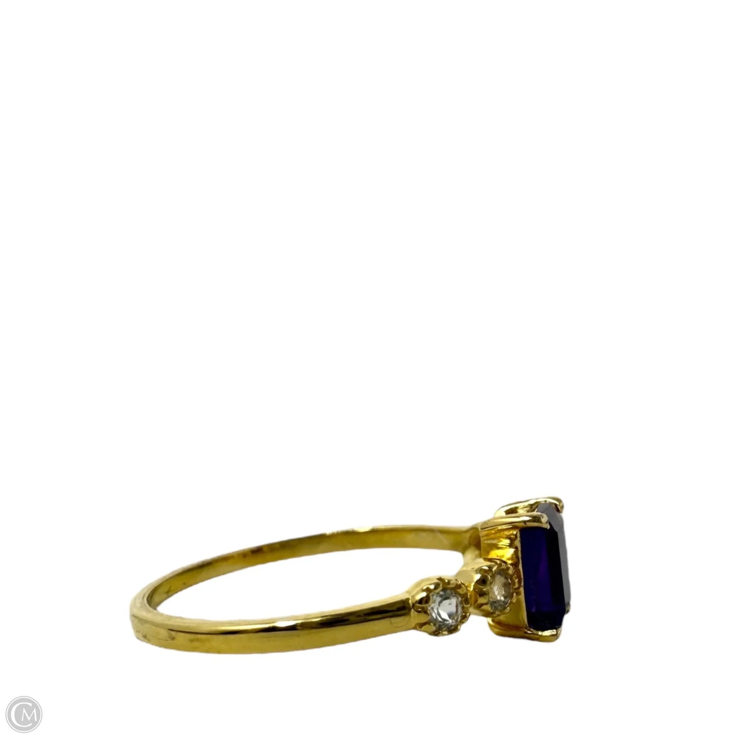 Gold Over Sterling Silver Purple & Clear CZ Ring, Size: 8