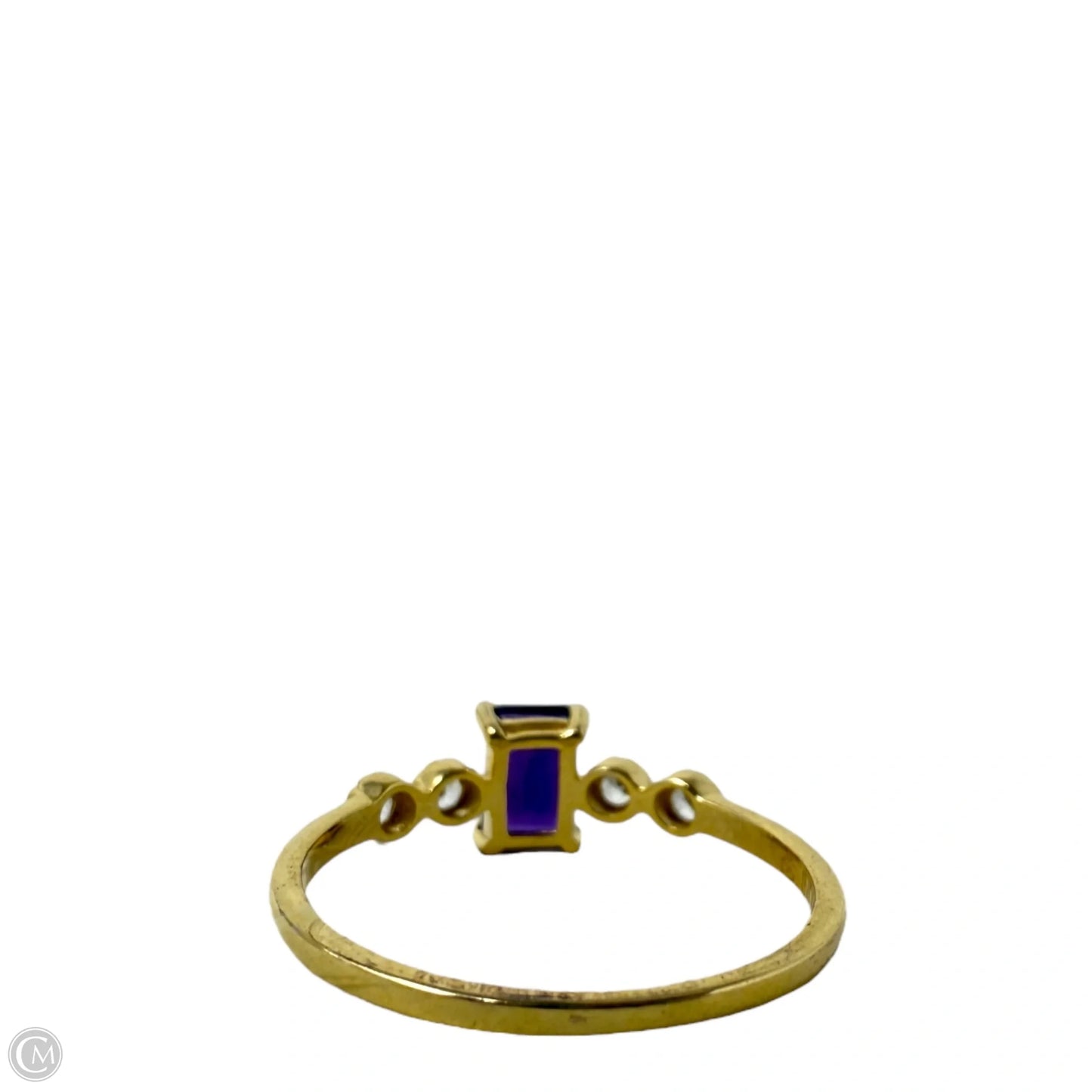 Gold Over Sterling Silver Purple & Clear CZ Ring, Size: 8