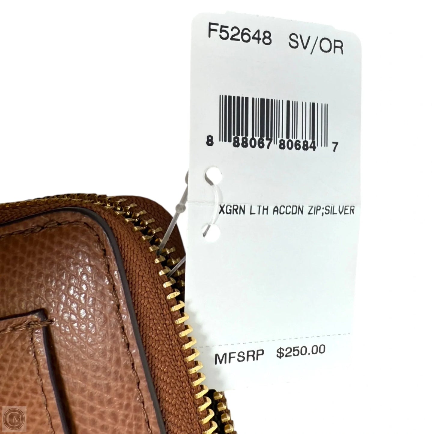 Crossgrain Leather Accordion Zip Wallet Designer By Coach, Size: Medium